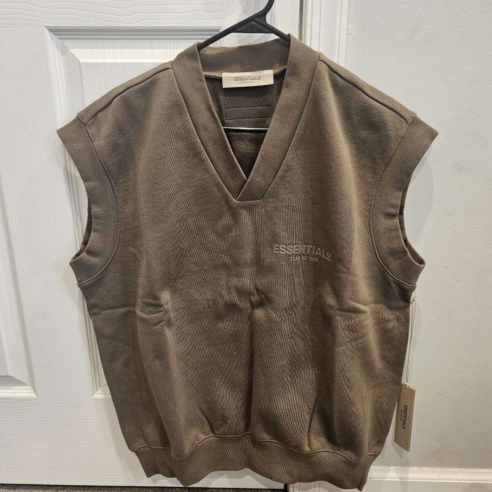 Essentials Brown V-Neck Sweater Vest